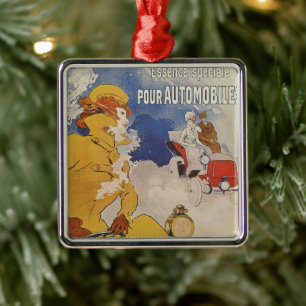 Art Nouveau vintage, Benzo Moteur van Jules Cheret Metalen Ornament