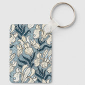 Art Nouveau vintage, blauwe tuin iris bloemen Sleutelhanger (Achterkant)