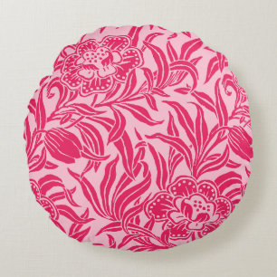 Art Nouveau Vintage Bloem Botanisch Houten Blok Rond Kussen