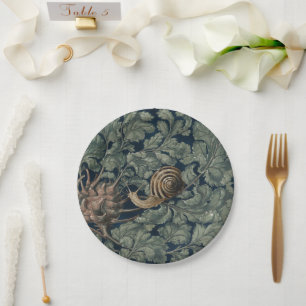 Art Nouveau Vintage Botanische Slak Antiek Papieren Bordje
