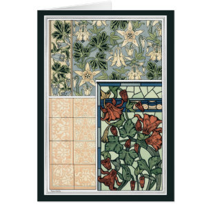 Art Nouveau vintage, Columbine Aquilegia Flowers