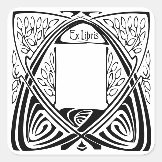 Art Nouveau Vintage Ex Libris Boite Étiquette (Devant)