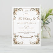 Art Nouveau Vintage Floral Wedding Invitation (Debout devant)