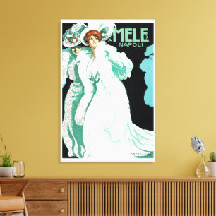 Art Nouveau vintage, Italiaanse mode, elegante vro Canvas Afdruk
