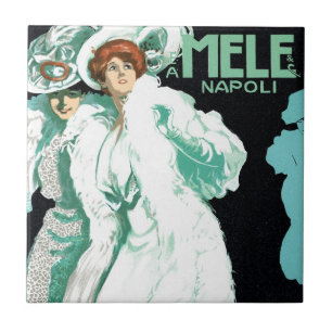 Art Nouveau vintage, Italiaanse mode, elegante vro Tegeltje