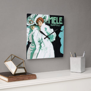 Art Nouveau vintage, Italiaanse mode, elegante vro Vierkante Klok