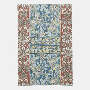 Art Nouveau Vintage Kerstnoten Bloempatroon Theedoek