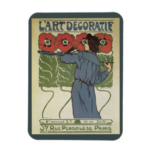 Art Nouveau vintage, kunstenaar schildert klaproze Magneet