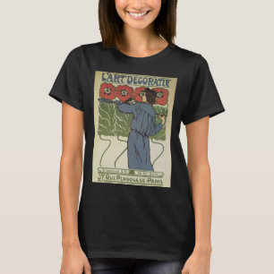 Art Nouveau vintage, kunstenaar schildert klaproze T-shirt