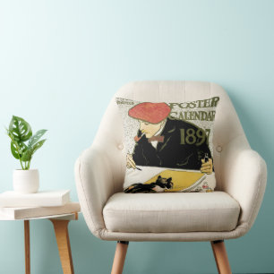 Art Nouveau vintage, kunstschilder met huisdier ka Kussen