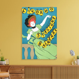 Art Nouveau vintage, Livorno Senorita danst Canvas Afdruk
