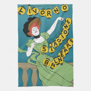 Art Nouveau vintage, Livorno Senorita danst Theedoek