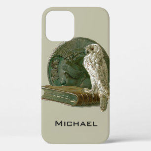 Art Nouveau vintage met een uil, munt en een boek iPhone 12 Hoesje