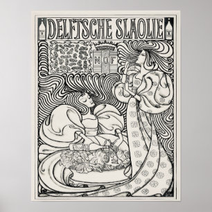 Art Nouveau Vintage Nederlandse Advertentie Zwart  Poster