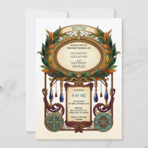 Art Nouveau Vintage Ovale Frame Trouwkaart Kaart