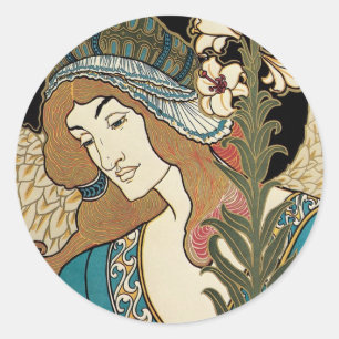 Art Nouveau vintage, Prang's Pasenpublicaties Ronde Sticker