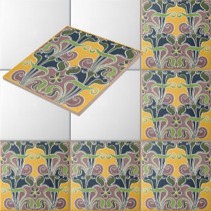 Art Nouveau Vintage Psychedelisch Bloemmotief Tegeltje