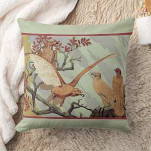 Art Nouveau Vintage Sage Groen Adelaar Natuur Kuns Kussen