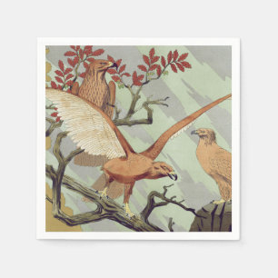 Art Nouveau Vintage Sage Groene Adelaar Natuur Kun Servet