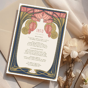 Art Nouveau Vintage Trouwdetails Kaart met Tree