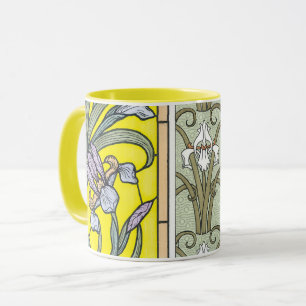 Art Nouveau vintage, tuin iris bloemen Mok