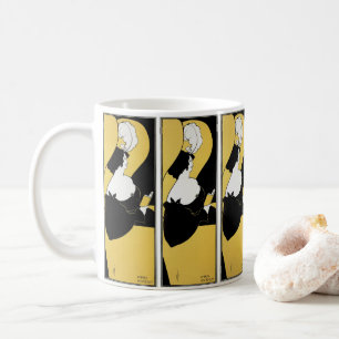 Art Nouveau vintage, vrouw leest een geel boek Koffiemok
