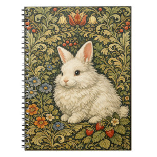 Art nouveau vintage witte konijn notitieboek