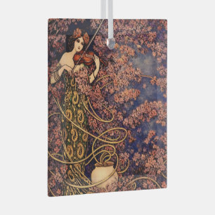 Art Nouveau Violist in Bloei – Antieke Bloemenprac Glas Ornament