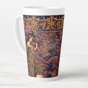 Art Nouveau Violist in Bloesems – Vintage Bloemstu Latte Mok