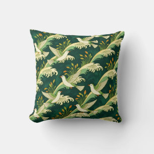 Art Nouveau vliegend vogelpatroon Elegante natuur Kussen