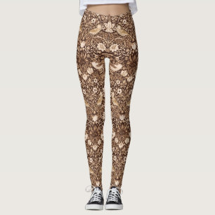 Art Nouveau Vogel & Bloem Tapestry, Donkerbruin Leggings