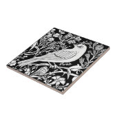 Art Nouveau Vogel op een Tak met Bloemen in Wit Tegeltje (Zijkant)