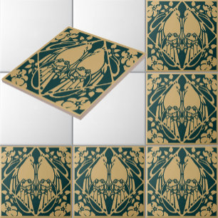  Art Nouveau vogelpaarpatroon Tegeltje