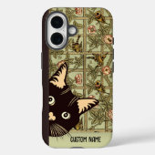 Art Nouveau Vogels Grappig Curious Cat Floral Case-Mate iPhone Case (Achterkant)