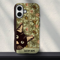 Art Nouveau Vogels Grappig Curious Cat Floral