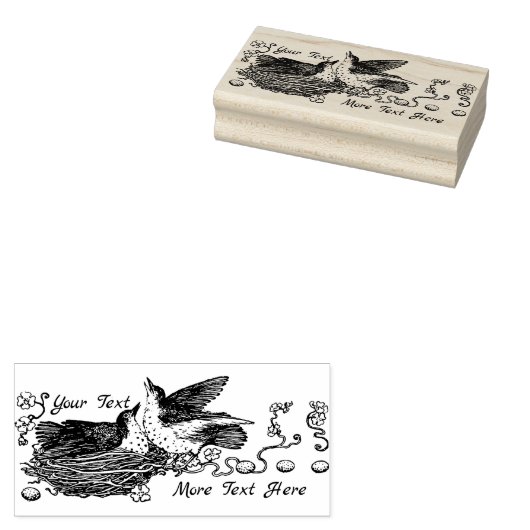 Art Nouveau Vogels in Nest Rubberstempel (Gestempeld)