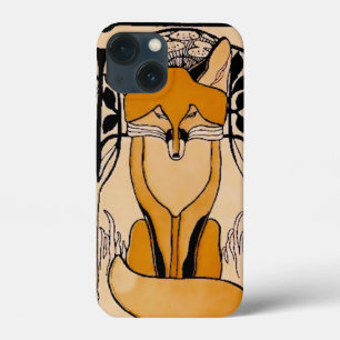 Art Nouveau Vossen Illustratie Bos Dieren iPhone 13 Mini Hoesje
