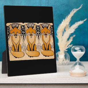 Art Nouveau Vossen Illustratie Bos Dieren Fotoplaat
