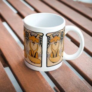 Art Nouveau Vossen Illustratie Bos Dieren Koffiemok