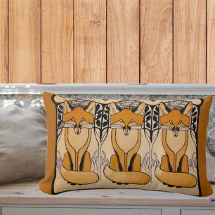 Art Nouveau Vossen Illustratie Bos Dieren Kussen