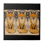 Art Nouveau Vossen Illustratie | Bos Dieren Tegeltje (Voorkant)