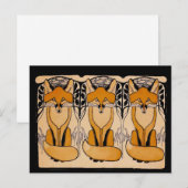 Art Nouveau Vossen Illustratie | Bosdieren Briefkaart (Voorkant / Achterkant)