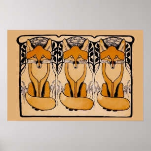 Art nouveau vossen poster
