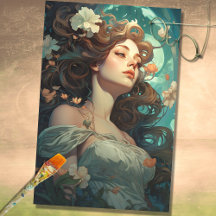 Art Nouveau Vrouw 1 Decoupage Papier