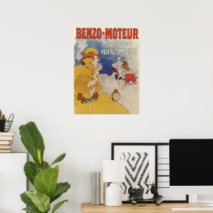 Art Nouveau, Vrouw Antiek converteerbare auto Poster