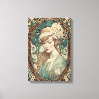  Art Nouveau Vrouw Elegante Kunst