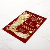 Art Nouveau Vrouw & Harp in Rozen Bruiloft Folie Uitnodiging (Gedraaid)