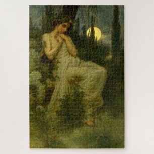 Art Nouveau-vrouw in tuin onder Junimaan Legpuzzel