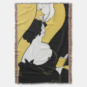 Art Nouveau, Vrouw leest een Geel Boek Deken (Voorkant Verticaal)