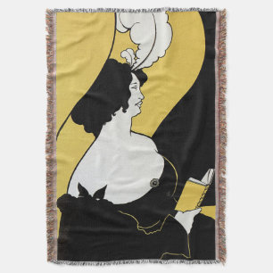  Art Nouveau, Vrouw leest een Geel Boek Deken